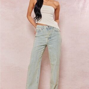 Pretty little thing PLT Light Blue Vintage Wash Split Hem Jeans